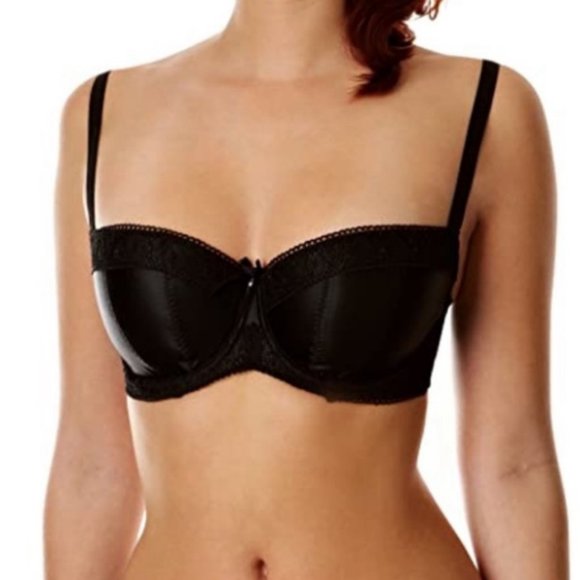 MASQUERADE Harlequin Lingerie “Rhea” Black Satin Bra 38F - Picture 7 of 7